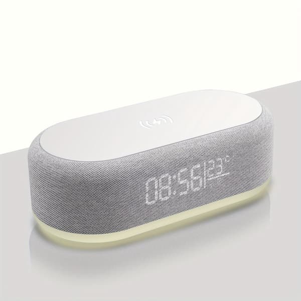 Trådløs oplader med justerbart natlys, tids-/temperaturvisning, vækkeur til soveværelsesborde, iPhone & Samsung Galaxy