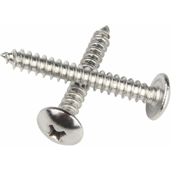 M4 x 25mm 40 kpl Pyöreäpäiset puuruuvit 304 ruostumatonta terästä Ristipäinen sienipää Itsekierteittävät ruuvit Kiinnikkeet