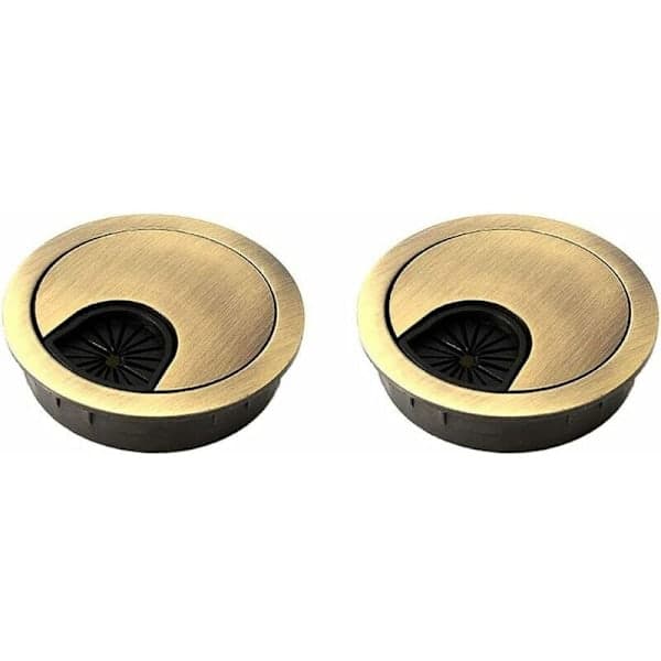 2 x Kabelgennemføringer til skriveborde og bordplader - Bronze 50 mm