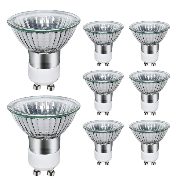 Pakkaus, jossa 8 kpl Gu10 halogeenipolttimoita 35w, 220v Gu10 halogeenispottipolttimoita 2800k lämmin valkoinen