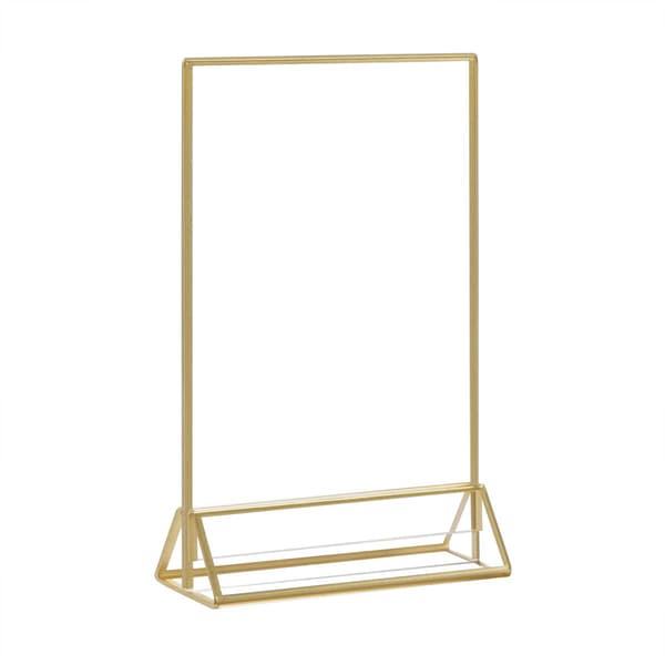 Akryl Guld Ramar Skylthållare 4x6, Dubbelsidig Bordsmeny Displayställ, Bordsnummerhållare för Bröllop (6-pack)