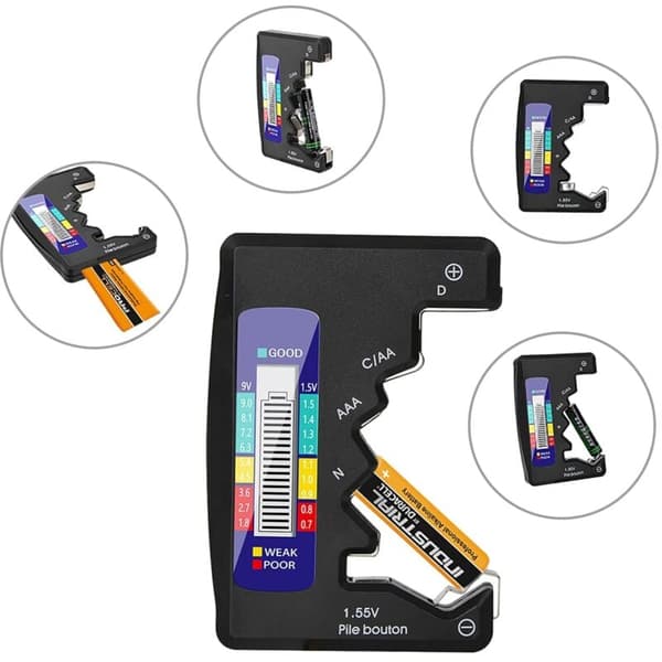 Digital Batteritester, Universal LCD Batteritester til AAA/AA/C/D Knapcelle 1.5V-9V Mini Batterier