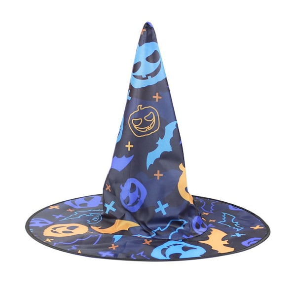 Halloween-hatt lysende heksehatt festdekorasjon edderkoppnett trollmannhatt gresskar varm stempling svart heksehatt MJ51 11 One Size