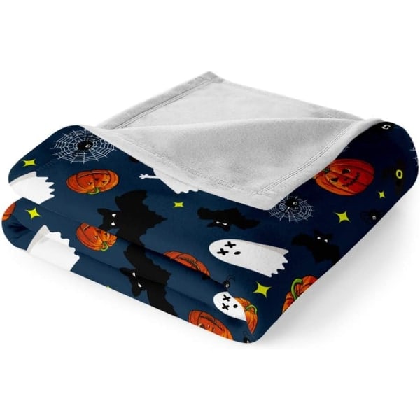 IC Halloween -peitto Söpö kurpitsa- ja kummituskuvioinen Halloween-peitto sohvalle ja vuodesohvalle, pehmeä ja kevyt fleecepeitto (Kurpitsa, Heitto (50\"x60\"))
