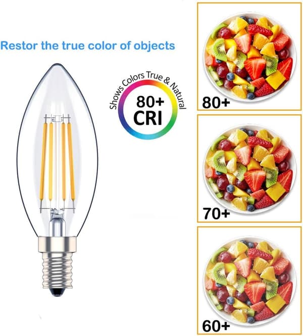 E14 Dimmable LED Candle Bulb, SES Filament Small Edison Screw Lamp, 4W 40W Equivalent, Warm White 2700K, 400lm, 6-pack[GKS]