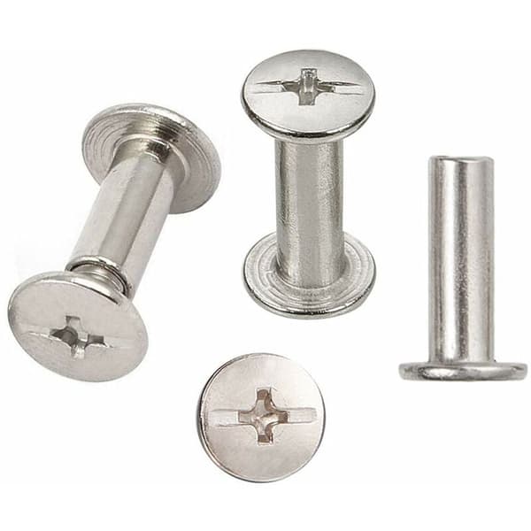 30 Sett Chicago Skruebinding, Nikkelbelagt Bindeskruebinding 5 mm x 15 mm, Sølvfargetone