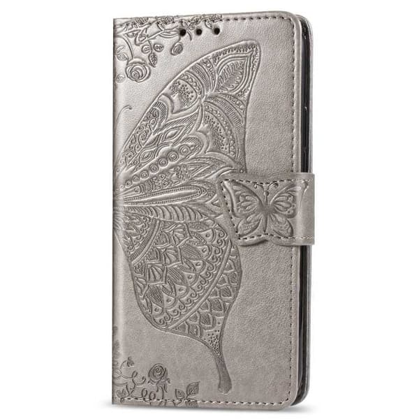 Samsung S10 Wallet Case PU Læder 4-RUMS Motiv Sommerfugl Rosenguld