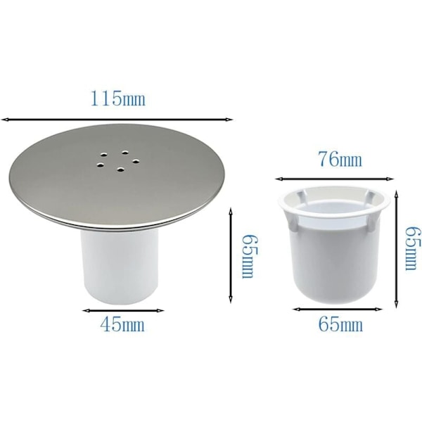 Slukrist for dusj, 90 mm høy gjennomstrømning, slukpropp for dusjkar, kromfinish, DEBUNS