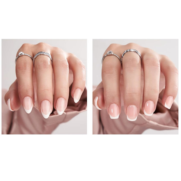 Tryk på negle korte - Supremely Fit & Natural Soft Gel French Tip Tryk på negle, Lim på negle med neglelim, Hvid fransk & Klassisk hvid