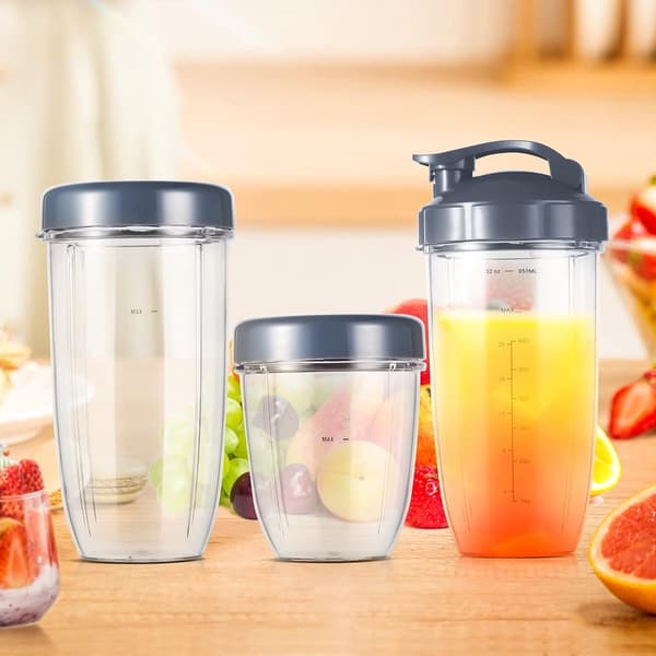 Blenderudstyr passer til NutriBullet, erstatningskopper: Kort (532 ml), Høj (710 ml), Kolossal (946 ml) med låg