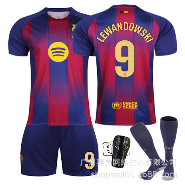 25-26 Barcelonan lasten jalkapallopaita 6 Gavi 9 Lewandowski 19 Yamal 8 Pedri pelipaita Barcelona puku Size 10 socks twenty two#