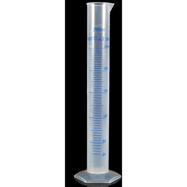 1 st Lab Mätverktyg 250ml Plast Mätcylinder Tejp Skala Rör Kemisk Labbutrustning