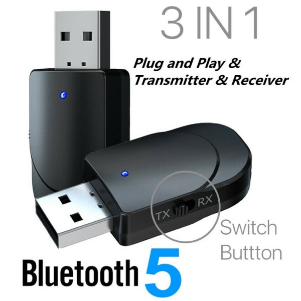 USB Bluetooth 5.0-adapter lämplig för bärbara datorspelare