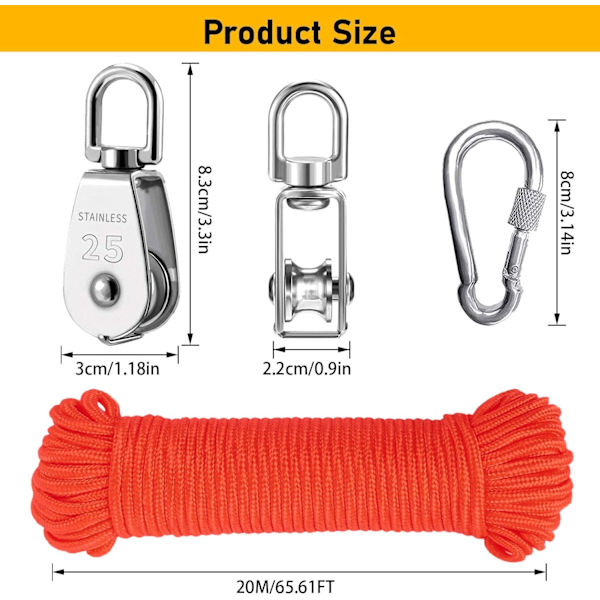trissor, rostfritt stål trissa, vridbar trissa, lyfttrissor, enstaka trissa Orange-m25-2 M25-2