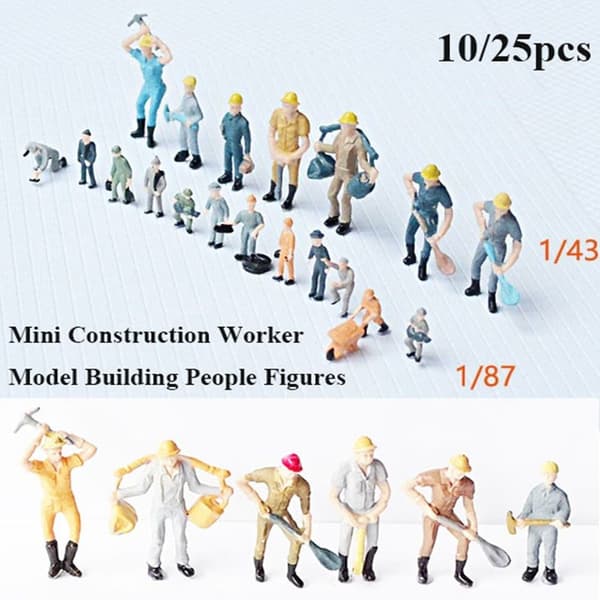 10/25 stk. Bygningsarbeidere Modell Bygge Folk Figurer 2 2 2 2
