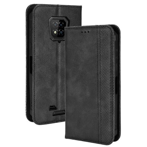 Kompatibel med Ulefone Armor 8 Magnetiskt Spänne Retro Textur Läder Telefonfodral Black