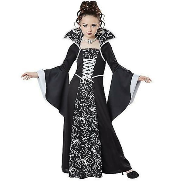 Barn Flickor Prestanda Vampyr Kostym Halloween Häxdräkter Vit vit white 110 cm
