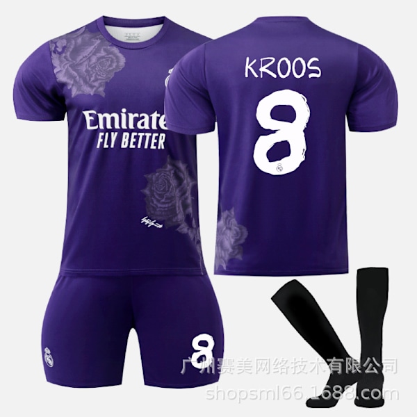 Real Madrid Y3 violetti yhteistyömallisto 5 Bellingham 7C Row Vinicius No. 10 jalkapalloasu Purple size 8 socks L
