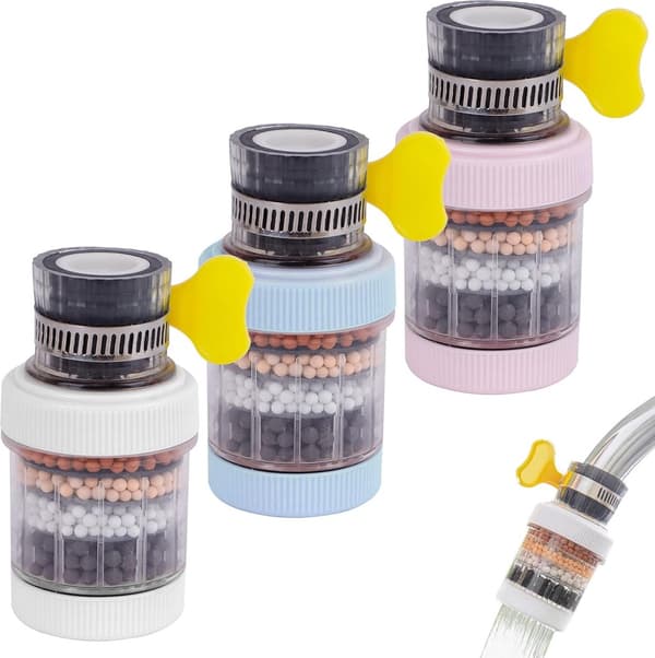 Vannfilter for vask, aktivert karbonkranfilter, seks lag, sprutsikker, 3 stk