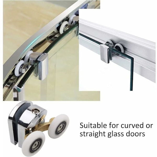 Dusjdørruller, 4 stk Doble Dusjdørruller Skyvedør Hjul Erstatning for Dusjkabinett for 14mm Glasshull, DEBUNS