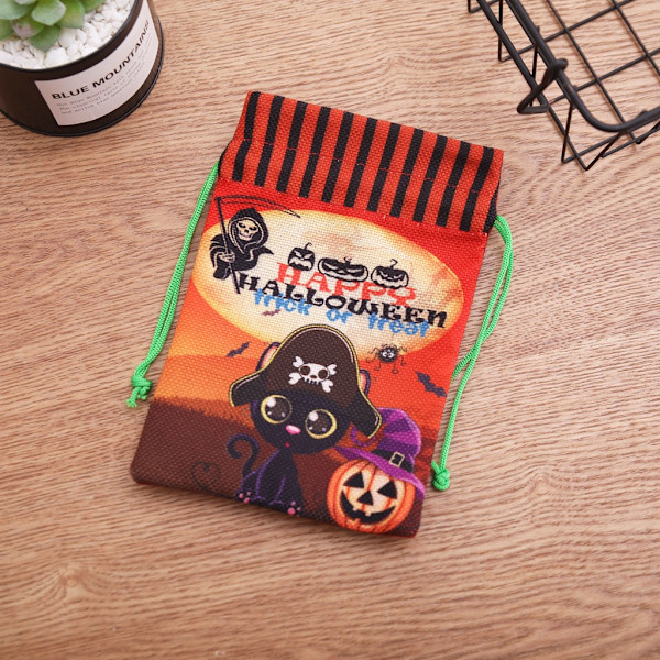 Ny Halloween-dekorasjon, non-woven snorpose godteripose gavepose barn spøkelsesfestival bærbar gresskarpose E 20*14cm