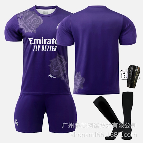 Real Madrid Y3 violetti yhteistyömallisto 5 Bellingham 7C Row Vinicius No. 10 jalkapalloasu Purple 7C Ronaldo socks 28#