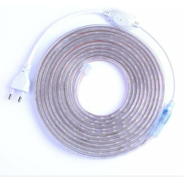 Komplett kit LED-strip 5 meter 220V silikon vattentät IP68 kallvit 6000°K SMD5050 60led/m - ingen transformator krävs Bredd 8mm