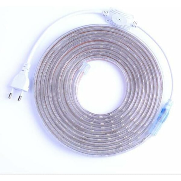 Komplett sett LED-stripe 5 meter 220V silikon vanntett IP68 kald hvit 6000°K SMD5050 60led/m - ingen transformator nødvendig Bredde 8mm