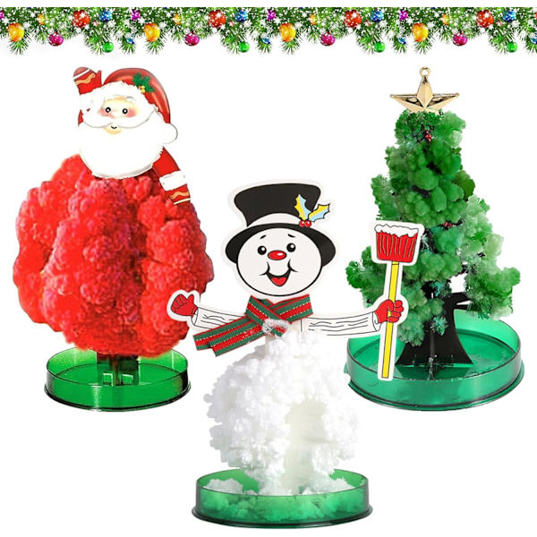 Mini Juletre Kunstig, 3 Stykker Små Juletre Selvvoksende, Romantisk Magisk Papirtre, DIY Krystalldyrking, Kreativt Leke, Barn (A) en