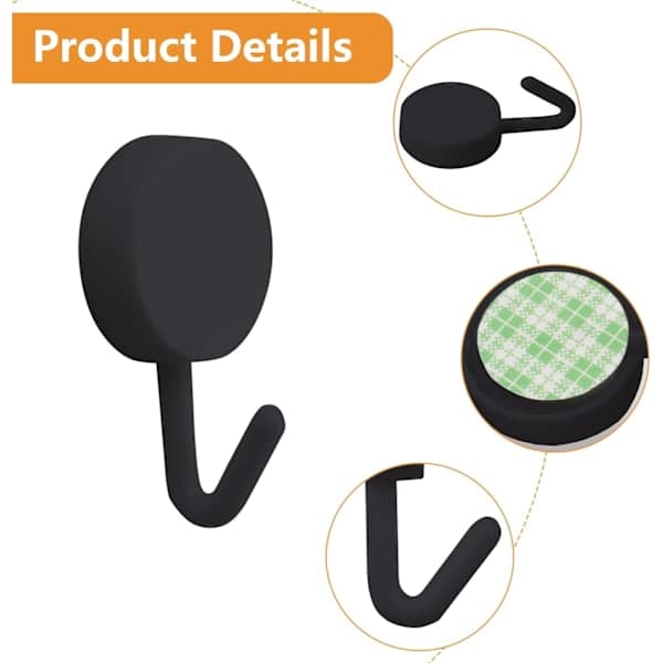 20 Pieces Black and White Self-Adhesive Plastic Hooks Removable Wall Hooks for Bathroom Kitchen Office Wardrobe Glass Black Black