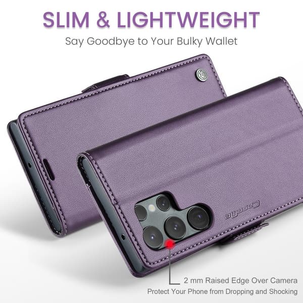 CASEME Galaxy S24 Ultra Skal Slim Litchi Läder Lila 92