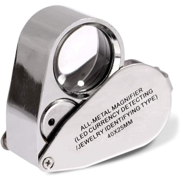 Juvelerlupe 40x Sammenleggbar Smykke Øyelupe Forstørrelsesglass med Illuminert LED-lys (LED Valutadeteksjon / Juveler Identifiserende Lupe Type)..DEBUNS