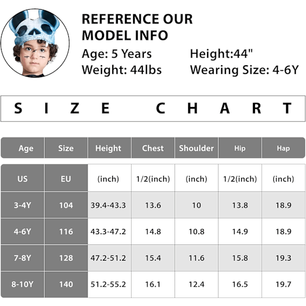Lasten luurankoasu, Halloween pimeässä hohtava hieno mekkoasu karnevaaliin 3-10 vuotta fladdermus 8-10 Jahre