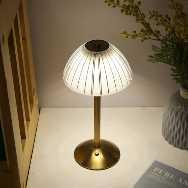 USB Oppladbar Bordlampe, LED Nattbordslampe, Leselampe, med Dimbar Berøringskontroll, 3 Lysfarger, DEBUNS