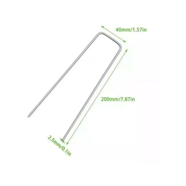 Sæt med 50 galvaniserede stålfastgørelsespløkker til ukrudtsdug - 200x40mm - Ø2.5mm