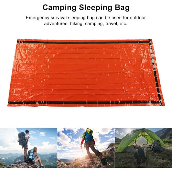 Nödöverlevnadssovsäck Termisk Isolering PE Aluminiumfilm Bivack Överlevnadsväska med Förvaringsväska för Utomhusbruk Orange 210x100cm