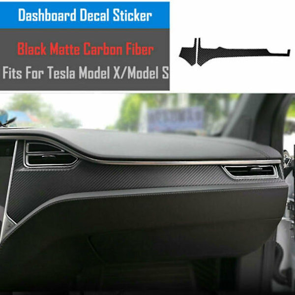 For Tesla Model X/s Karbonfiber Senterkonsoll Wrap Vinyl Klistremerke Trim Interiør Blankt Wrap Trim Dekal