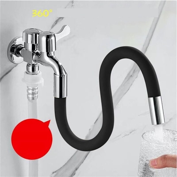 Kranförlängare - Krantillbehör - Universal - Kranmunstycke - Flexibel kranförlängare - 360° kran svart - 20 cm