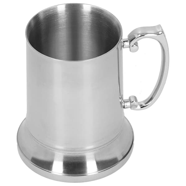 Ölmugg i rostfritt stål, dubbelväggig isolerad spegelfinish för hemmabar, restauranganvändning, silver