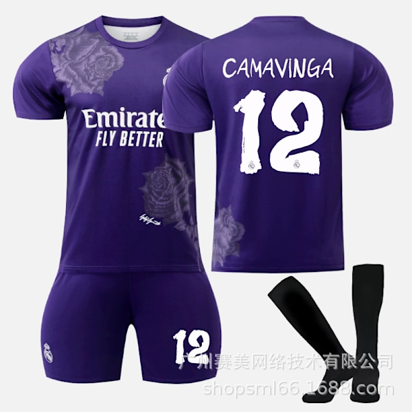 Real Madrid Y3 violetti yhteistyömallisto 5 Bellingham 7C Row Vinicius No. 10 jalkapalloasu Purple size 12 socks L
