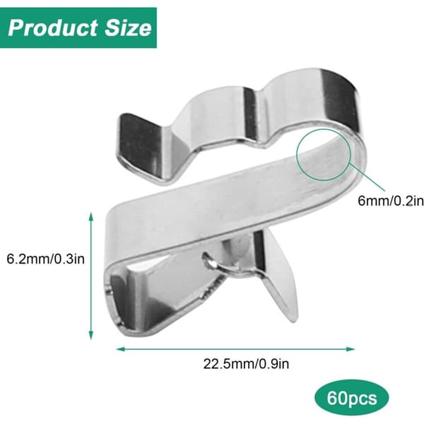 60 stk. elektriske kabelclips, rustfrit stål, kabelstyringsclips support, kabelstyringssystem til solcellekabler