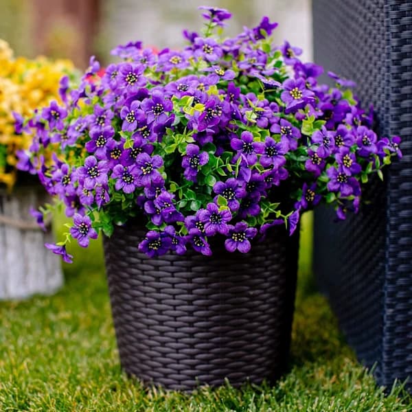 10 Artificial Flowers, Purple Artificial Flowers, UV-Resistant Plants