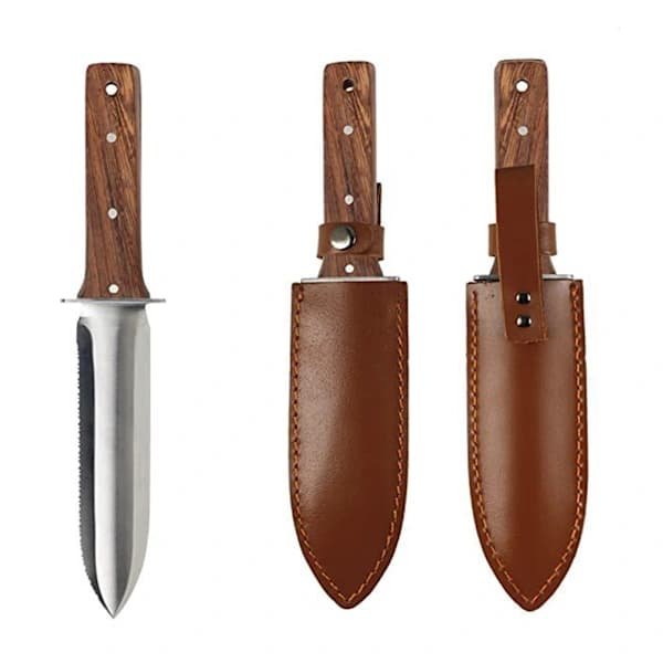 Garden Cutter with Sheath Wooden Handle Garden Cutter Multifunctional Weeding Digging Tool White White