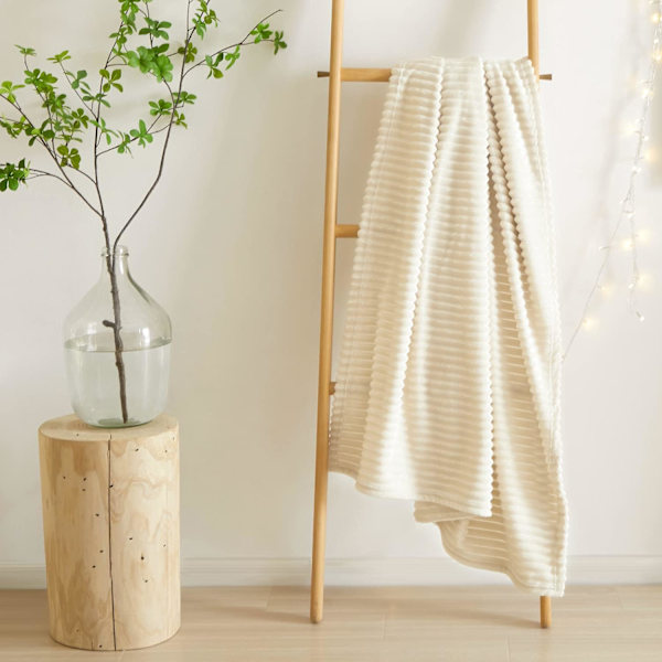 Överdrag, 280GSM Super Soft Lätt Randig Filt, Plysch Plysch Mysiga Filtar och Överkast för Soffor (60 x 80 Tum)