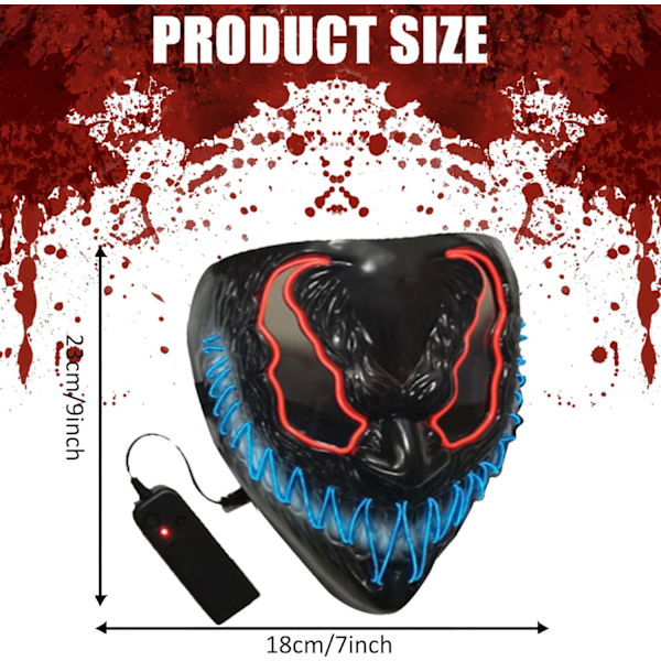 Halloween LED-naamio, LED-luurankonaamio, LED-puhdistusnaamiot, kauhunaamio, halloween-naamio, karnevaaliin, halloweeniin, cosplayhin ja juhliin Xb