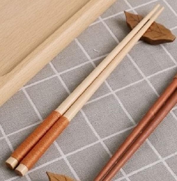Japanske spisepinner - Håndlaget - Kastanje - Spisepinner - Spisebestikk - Inkluderer hvile - Lys brun/Lys brun