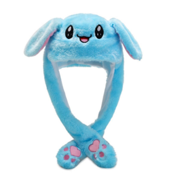 Söt Kanin Beanie med Rörliga Öron Mjuk Rolig Leksak Beanie - Julgåva Barn - Gåva Blå blue