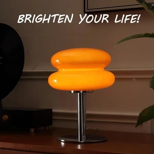 LED Table Lamp, Retro Glass Atmosphere Lamp, Cute Desk Lamp, USB Night Light (Orange)