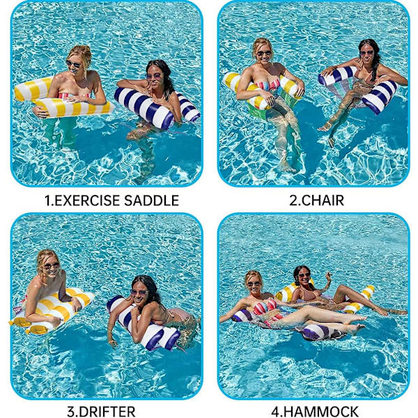 Pool Hængekøje, Sæt med 2 Flydende Hængekøjer Flydende Seng Liggestol Oppustelig 4-i-1 Bærbar Foldbar Flydende Hængekøje Ultralet Flydende Hængekøje, Mørk B