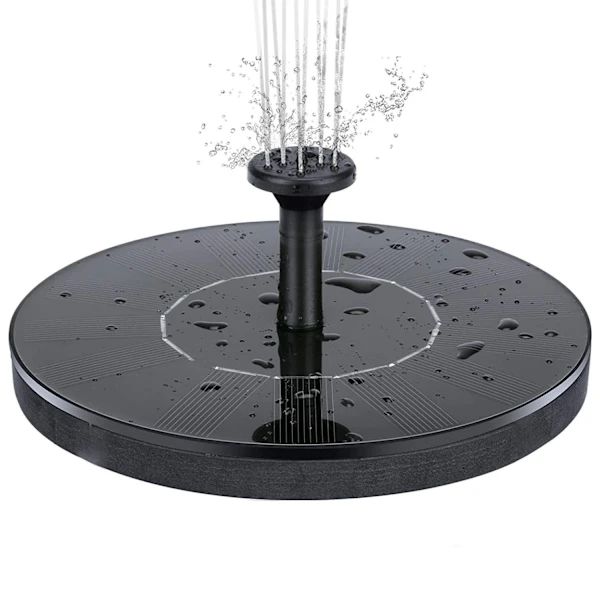 Vandfontæne soldrevet 13 cm Sort